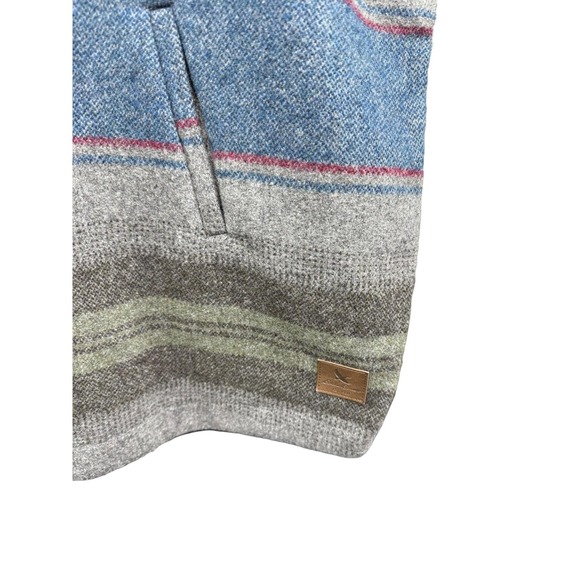 Eddie Bauer Poncho Womens Medium Gray Wool Blend Striped Cape Jacket Coat - Picture 4 of 7